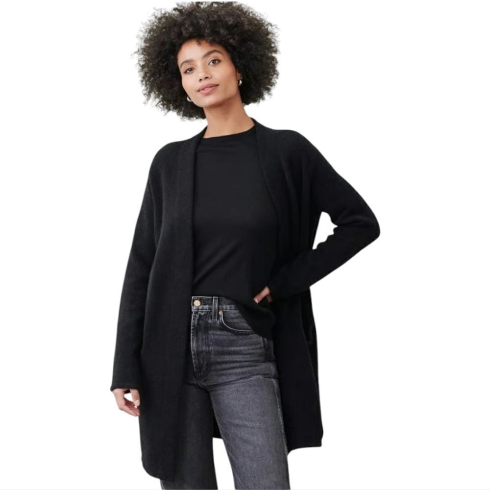 Jenni Kayne Wool Yak Blend Black Cozy Open Front Cardigan Sweater Size 3X